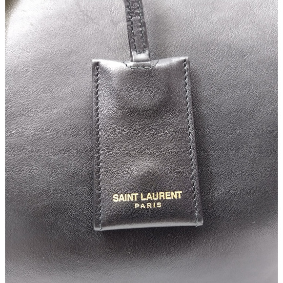 Saint Laurent Logo Black Leather Double Handles Satchel Shoulder Bag - Picture 5 of 16